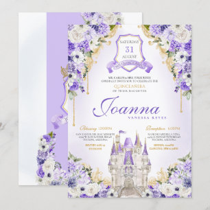 Paarse Prinses Kasteel Royal Lavendel Quinceanera Kaart