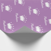 Paarse prinses kroon baby shower inpakpapier (Hoek)