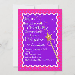 Paarse prinses PHOTO Birthday Invite Kaart