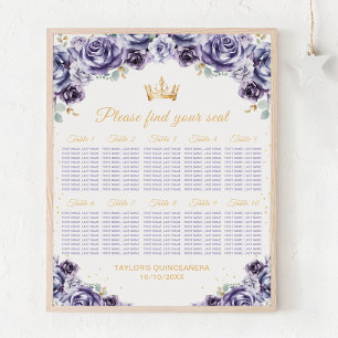 Paarse Prinses Quinceañera 10 Tafel Zitplaats Graf Poster