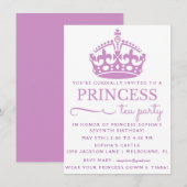 Paarse prinses Tea Party Birthday Uitnodigingen (Voorkant / Achterkant)