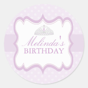 Paarse prinses Tiara meisjes verjaardag Sticker