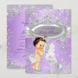 Paarse Prinses Winter Baby Shower Bruine Haren Kaart