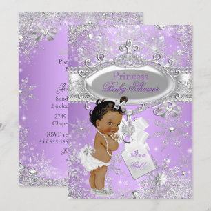 Paarse prinses Winter Baby shower Etnische Kaart