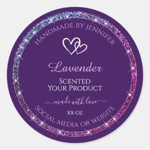 Paarse Product Verpakkingslabels met Glitter Stars Ronde Sticker