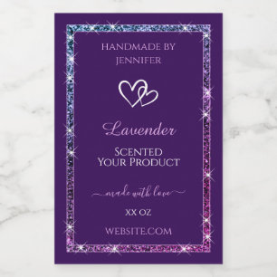 Paarse Product Verpakkingslabels met Glitter Stars Voedselcontainer Etiket