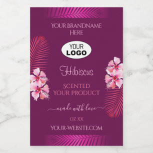 Paarse productlabels Roze Hawaii Bloemen Logo toev Voedselcontainer Etiket