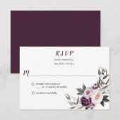 Paarse Pruim Roze Pioen Boeket Groene RSVP #2 (Voorkant / Achterkant)