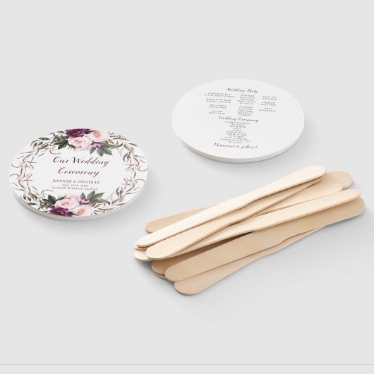 Paarse pruimenlavendel pioenen groen RONDE fans Handwaaier (Niet-gemonteerd)