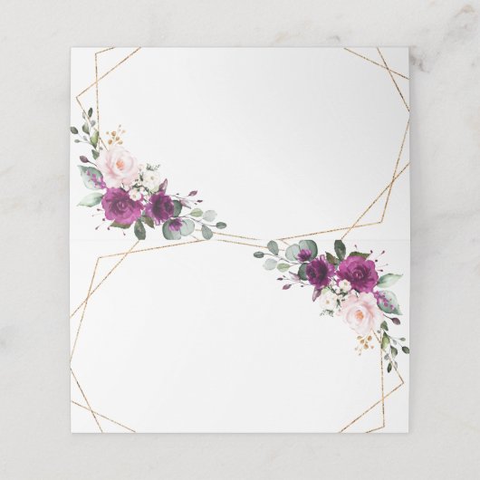 Paarse pruimroze rozen Geometrische bruiloft (Buitenkant ongevouwen)