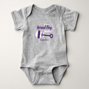 Paarse Pset Rattle Horned Frog Baby Bodysuit
