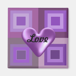 Paarse Puffy Heart Magneet