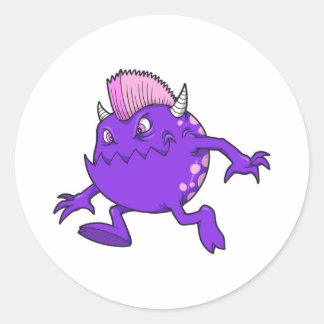 paarse punk duivel mohawk monster ronde sticker