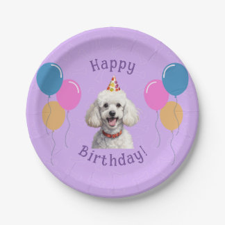 Paarse Puppy Dog Verjaardag Paw-ty Papieren Bordje