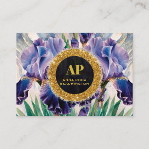 *~ PAARSE QR AP10 IRIS Flowers Goud Visitekaartje