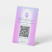 Paarse QR-code betaal hier aardbeienstutjes Reclamebord Met Voetstuk (Voorkant)