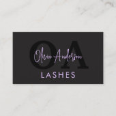 Paarse QR Code Eye Lashes Technician Zwart Visitekaartje (Voorkant)