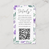Paarse QR-code huwelijksdetails Informatiekaartje (Voorkant)