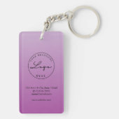 Paarse QR-code Logo Sleutelhanger Visitekaartje (achterkant)