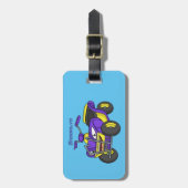 Paarse quad-fietsenafbeelding cartoon bagagelabel (Voorkant verticaal)