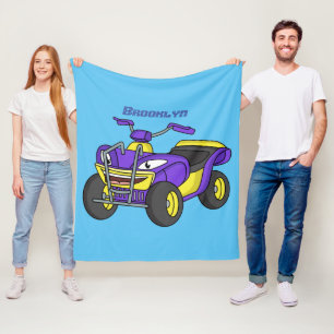 Paarse quad-fietsenafbeelding cartoon fleece deken