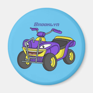 Paarse quad-fietsenafbeelding cartoon magneet