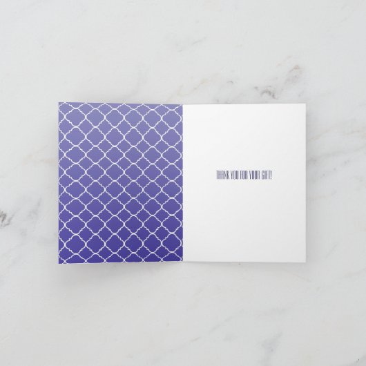 Paarse Quatrefoil dankt u Bedankkaart (Binnen)