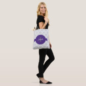 Paarse Quatrefoil Gepersonaliseerde Canvas tas (Op model)