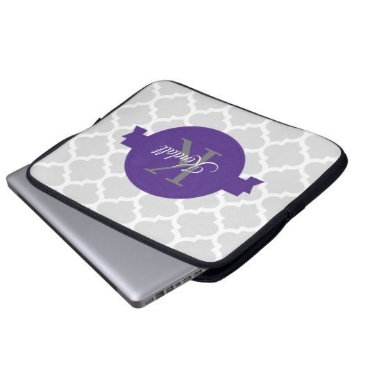 Paarse Quatrefoil-laptophoes Laptop Sleeve (Voorkant onderkant)