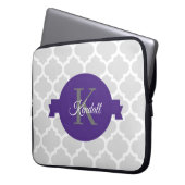 Paarse Quatrefoil-laptophoes Laptop Sleeve (Voorkant Links)