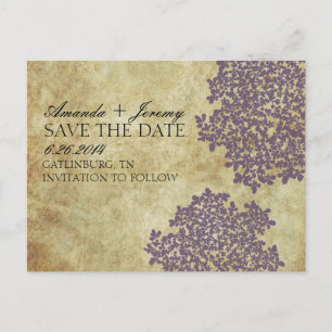  Paarse Queen Anne's Lace Save the Date Aankondigingskaart