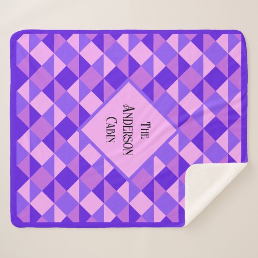 Paarse quiltpatroon sherpa deken (Voorkant (horizontaal))