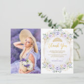 Paarse Quinceañera 15e verjaardag Hartelijk dank Kaart (Staand voorkant)