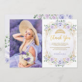Paarse Quinceañera 15e verjaardag Hartelijk dank Kaart (Voorkant / Achterkant)