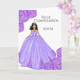 Paarse Quinceanera Birthday Kaart