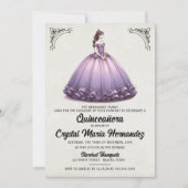 Paarse Quinceañera Kaart (Voorkant)