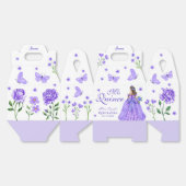 Paarse Quinceañera Vlinder en Rozen Bloemen Bedankdoosjes (Ongevouwen)