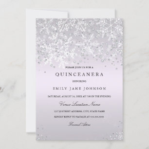 Paarse Quinceanera Winter Wonderland Sneeuwvlokken Kaart