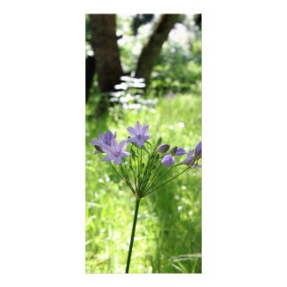 Paarse rackkaart voor wilde bloemen reclamekaart