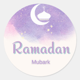Paarse Ramadan mubark Ronde Sticker
