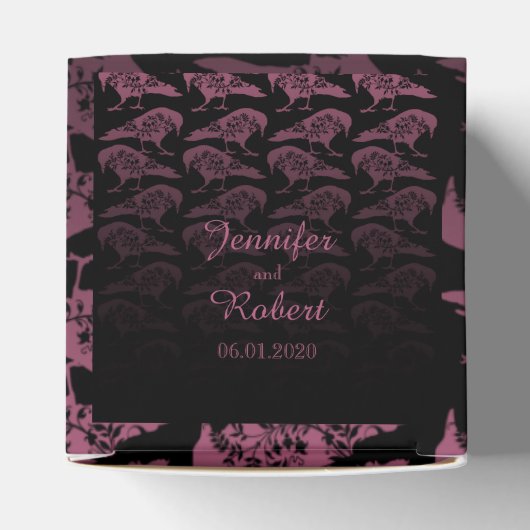 Paarse Raven Gotische Bruiloft Favor Box Bedankdoosjes (Bovenkant)