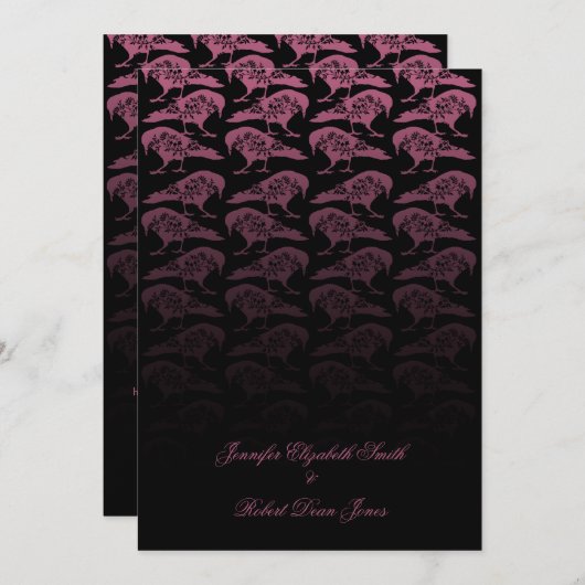 Paarse Raven Gotische bruiloft uitnodiging (Voorkant / Achterkant)