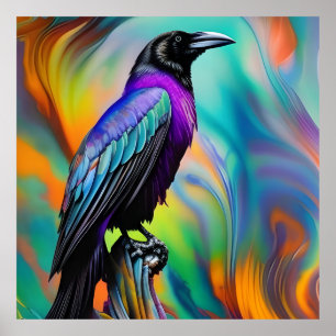 Paarse Raven, noordelijke lichtachtergrond Poster
