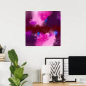 Paarse Red Violet Magenta Blue Abstract Art Print (Thuiskantoor)