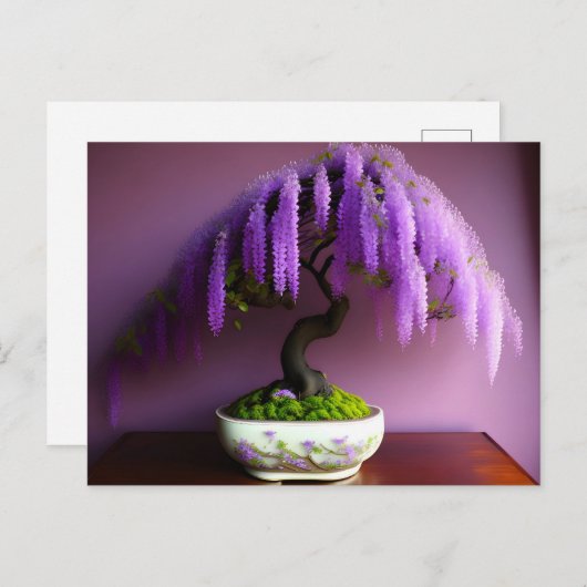 Paarse Regen Wisteria Bonsai, Postcrossing Briefkaart (Voorkant / Achterkant)