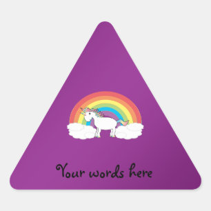 Paarse regenboog eenhoorn geschenken driehoek sticker