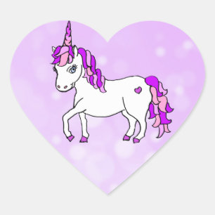 Paarse regenboog gehoornde eenhoorn hart sticker