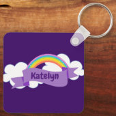 Paarse regenboog, gepersonaliseerd meisje Sleutelhanger (Achterkant)