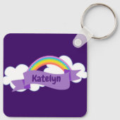 Paarse regenboog, gepersonaliseerd meisje Sleutelhanger (Achterkant)