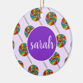 Paarse regenboog Lollipop Snoep Lollings Keramisch Ornament (Links)